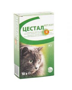 Cestal Cat for cats with liver flavor 10 tablets - cheap price - buy-pharm.com