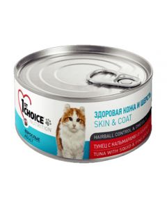 1st Choice Canned food for cats tuna with squid and pineapple 85g - cheap price - buy-pharm.com