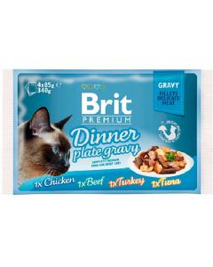 Brit (Premium Gravy Dinner) kit for cats pieces in sauce 4 spiders 85g each - cheap price - buy-pharm.com