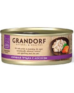 Grandorf (Grandorf Chicken with Salmon in Broth) canned food for cats Chicken breast with salmon 70g - cheap price - buy-pharm.com