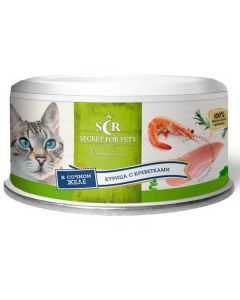 Secret Premium canned food for cats chicken with shrimps in jelly 85g - cheap price - buy-pharm.com
