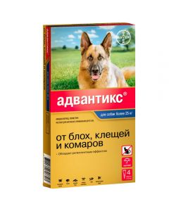 Advantix 400 drops for fleas and ticks for dogs over 25 kg 4 pipettes, 4 ml each - cheap price - buy-pharm.com