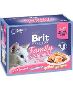 Brit Premium Jelly Family plate for cats 12 spiders 85g each - cheap price - buy-pharm.com