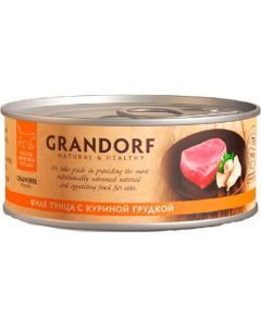Grandorf Tuna with Chicken in Broth canned food for cats Tuna fillet with chicken breast 70g - cheap price - buy-pharm.com