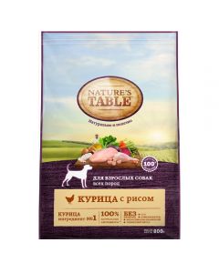 Nature's Table (Nature ' s Table) dry food for adult dogs of all breeds Chicken, rice 800g - cheap price - buy-pharm.com