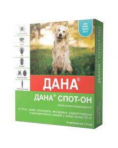 Dana Spot-on drops for dogs over 20kg 4 pipettes, 1.5 ml each - cheap price - buy-pharm.com
