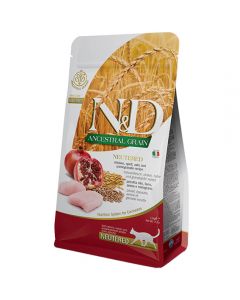 Farmina N&D Low Grain Neutered food for sterilized and castrated cats chicken with pomegranate 1.5kg - cheap price - buy-pharm.com