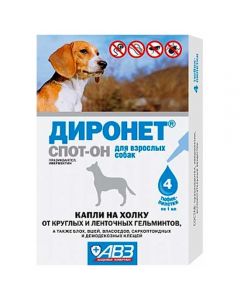 Dironet Spot-On for dogs 4 pipettes, 1.0 ml each - cheap price - buy-pharm.com