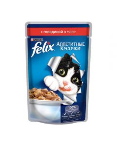 Felix (Felix) for cats Appetizing pieces of beef in spider jelly 85g - cheap price - buy-pharm.com