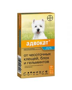Advocate 100 drops for dogs from 4 to 10 kg 3 pipettes, 1 ml each - cheap price - buy-pharm.com