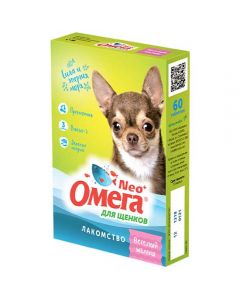 Omega Neo + treat Cheerful baby with prebiotic for puppies 60 tablets - cheap price - buy-pharm.com