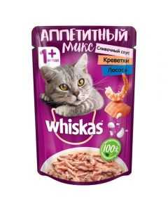 Whiskas for cats appetizing mix of salmon / shrimp cream sauce 85g - cheap price - buy-pharm.com