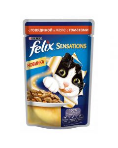 Felix (Felix) Sensations Pieces in jelly with beef and tomatoes for spider cats 85g - cheap price - buy-pharm.com