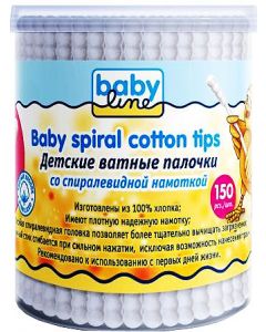 Buy BabyLine Cotton swabs, for children, with a spiral winding, 150 pcs | Online Pharmacy | https://buy-pharm.com