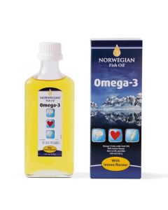 Buy Norwegian Fish Oil Omega-3 Lemon flavored liquid bottle 240ml (Bad) | Online Pharmacy | https://buy-pharm.com