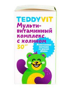 Buy Vitamins for children Teddyvit with choline lozenges 30 pcs with apple flavor | Online Pharmacy | https://buy-pharm.com