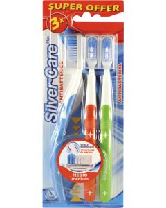 Buy Silver Care Plus Toothbrush set, medium hard, 3 pcs, assorted colors  | Online Pharmacy | https://buy-pharm.com