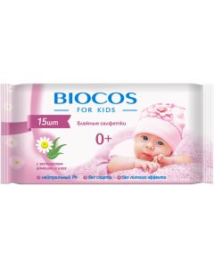 Buy BioCos Wet wipes, for children, 15 pcs, assorted | Online Pharmacy | https://buy-pharm.com