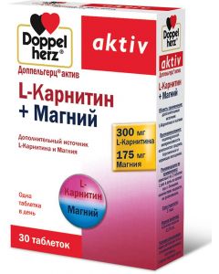 Buy L-carnitine Doppelherz 'Aktiv', with magnesium, 30 tablets | Online Pharmacy | https://buy-pharm.com
