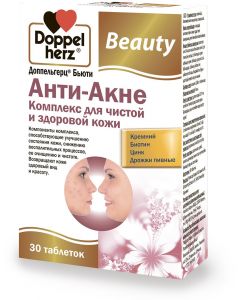 Buy Complex for clean and healthy skin Doppelherz 'Beauty. Anti-Acne', tablets 1240 mg, # 30 | Online Pharmacy | https://buy-pharm.com