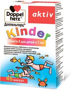 Buy Omega-3 Doppelherz 'Kinder Aktiv', for children from 7 years old, 45 capsules | Online Pharmacy | https://buy-pharm.com
