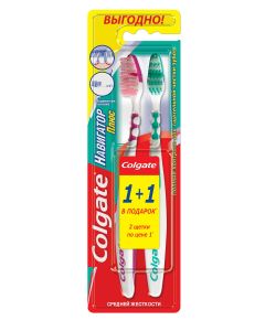Buy Colgate Toothbrush 'Navigator Plus', medium hardness, 1 + 1 free, color in assortment | Online Pharmacy | https://buy-pharm.com