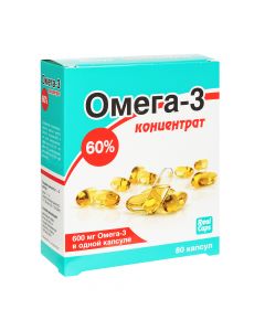 Buy Omega-3, for heart vessels, lowers cholesterol, 80 capsules, concentrate 60% caps., Alpaca | Online Pharmacy | https://buy-pharm.com