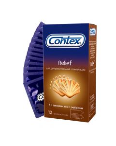 Buy Contex Relief Condoms with ribs and dots for additional stimulation, 12 pcs | Online Pharmacy | https://buy-pharm.com