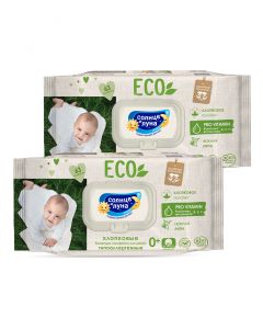Buy Wet wipes Sun and Moon ECO baby COTTON tender linden big-pack with lid, 2 pack x 63pcs | Online Pharmacy | https://buy-pharm.com
