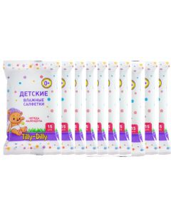 Buy Tilly-Dilly baby wet wipes, 10 packs of 15 pieces each | Online Pharmacy | https://buy-pharm.com