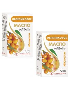 Buy Altai sea buckthorn oil dietary supplement with vitamin E 60 capsules 0.5 g each 2 pcs  | Online Pharmacy | https://buy-pharm.com