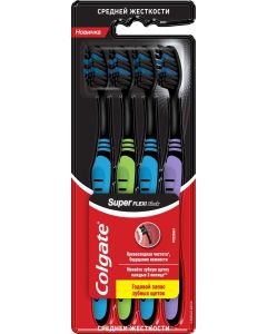 Buy Colgate Super Flexi Black toothbrush, flexible handle, medium hard, 4 pcs | Online Pharmacy | https://buy-pharm.com
