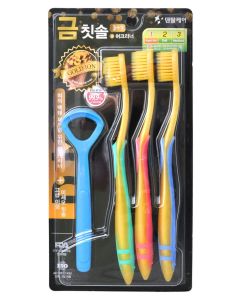 Buy DENTAL CARE Set: Toothbrush with gold nanoparticles and ultra-thin double bristles (soft and super soft), 3 pcs + tongue scraper, assorted color | Online Pharmacy | https://buy-pharm.com