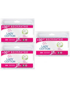 Buy Cotton buds Lady Cotton, 3 packs of 300 pcs. | Online Pharmacy | https://buy-pharm.com