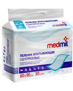 Buy Medical diaper Medmil Absorbent disposable diapers Optima, 60 x 90 cm, 30 pcs | Online Pharmacy | https://buy-pharm.com