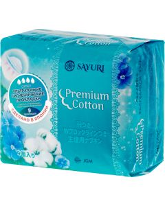 Buy Sanitary pads Premium Cotton, super, 24 cm, 9 pcs | Online Pharmacy | https://buy-pharm.com