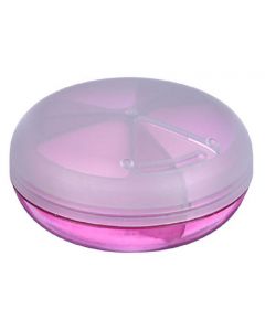 Buy Pillbox / medicine storage container, with matte lid, 3 sections, 360 degree rotatable , 7 cm diameter, color: burgundy, transparent  | Online Pharmacy | https://buy-pharm.com