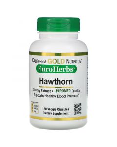Buy California Gold Nutrition, Hawthorn extract, EuroHerbs, European quality, 300 mg, 180 vegetable capsules | Online Pharmacy | https://buy-pharm.com