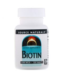 Buy Source Naturals, Hair, Skin & Nails Vitamin, Biotin, 5,000 mcg, 120 Tablets | Online Pharmacy | https://buy-pharm.com