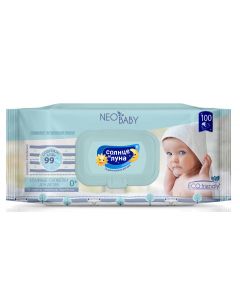 Buy Wet wipes for children Sun and Moon Neo Baby, 0+, 99 % water, big-pack with lid, 100 pcs | Online Pharmacy | https://buy-pharm.com