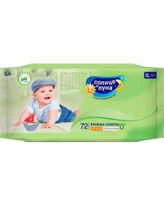 Buy Sun and Moon Wet wipes for children with a decoction of chamomile 72 pcs | Online Pharmacy | https://buy-pharm.com