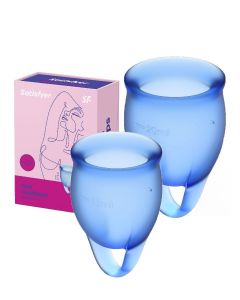 Buy Menstrual cup set, 2 pcs. 15 and 20 ml. Satisfyer Feel confident Menstrual Cup Dark Blue | Online Pharmacy | https://buy-pharm.com