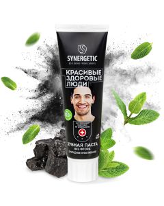 Buy Synergetic toothpaste Natural whitening 'CHARCOAL + MINT' natural, fluoride-free, 100g | Online Pharmacy | https://buy-pharm.com