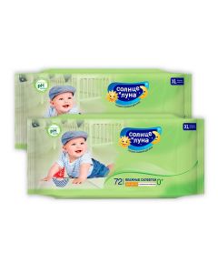 Buy Sun and Moon Baby wet wipes, Aloe Vera, 72 x 2 packs | Online Pharmacy | https://buy-pharm.com