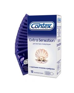Buy Contex Extra Sensation condoms, with large dots and ribs for extra stimulation of both partners, 12 pcs | Online Pharmacy | https://buy-pharm.com