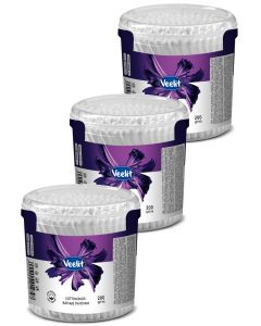 Buy Cotton buds in a glass Veelit 3 packs of 200 pcs. | Online Pharmacy | https://buy-pharm.com