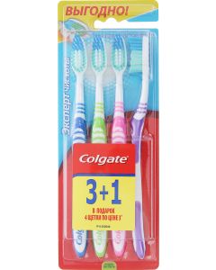 Buy Colgate Toothbrush Expert of cleanliness, medium hardness, assorted colors, 3 + 1 | Online Pharmacy | https://buy-pharm.com