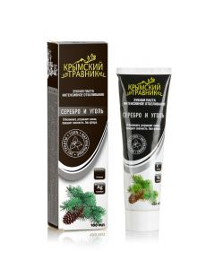 Buy Toothpaste Silver and charcoal Crimean Herbalist Whitens, removes odor, gives freshness, fluoride-free, 100 ml | Online Pharmacy | https://buy-pharm.com