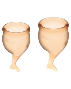 Buy Satisfyer Feel Secure menstrual cups, 2 pcs, orange color, storage bag included | Online Pharmacy | https://buy-pharm.com