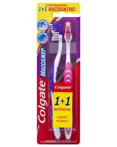 Buy Colgate Toothbrush 'Massager', medium hard, 1 + 1 free, assorted | Online Pharmacy | https://buy-pharm.com